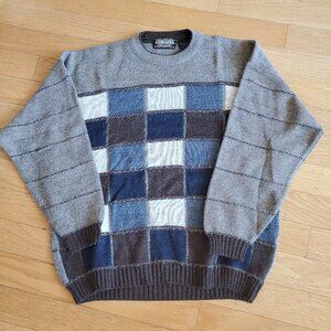 Vintage Cortina Italia Adult L Wool Blend Geometric Striped Grandpa Sweater